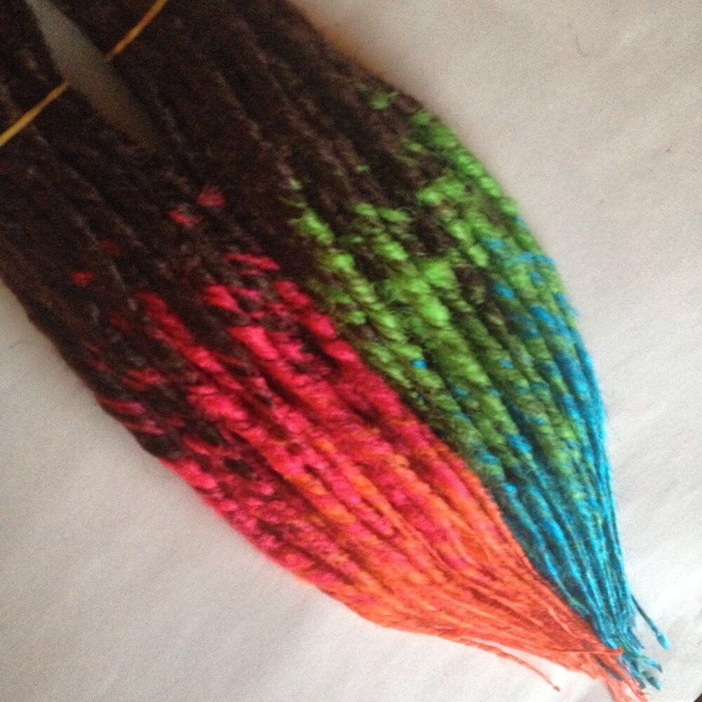 60 SE Single Ended Ombre Rainbow Dreads Dreadlock Hair Extensions NEW